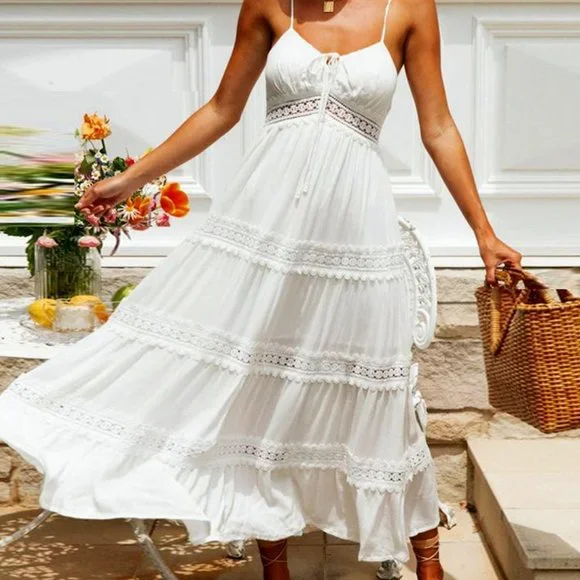 New Boho White Sundress - Picture 3 of 4